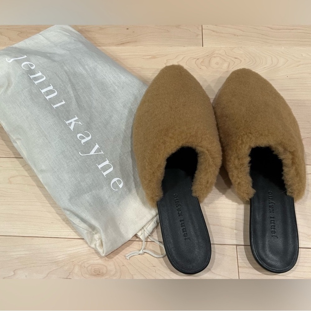 Jenni Kayne Tan Shearling Mules
